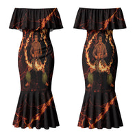 Samoa Siva Afi Dance Fireknife Couples Matching Mermaid Dress and Hawaiian Shirt Polynesian Heritage Fire Dance