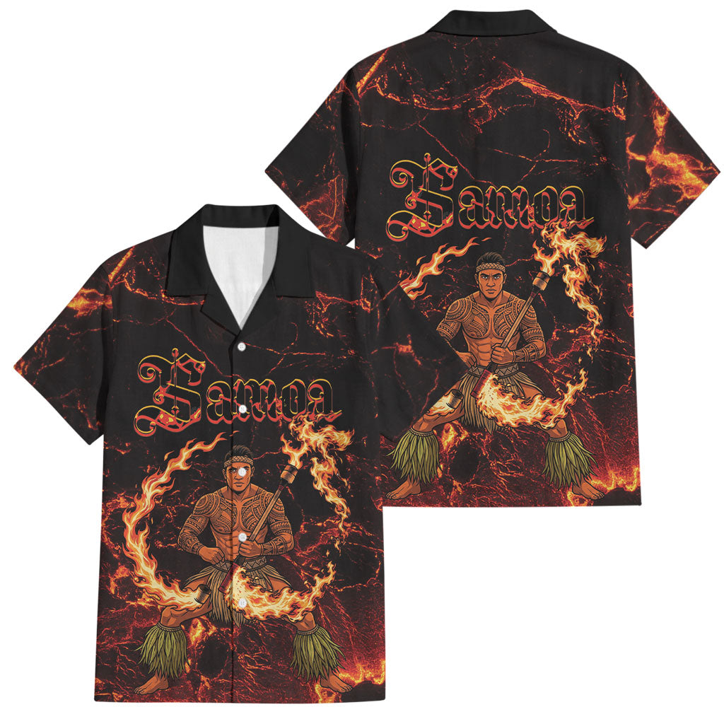 Samoa Siva Afi Dance Fireknife Family Matching Mermaid Dress and Hawaiian Shirt Polynesian Heritage Fire Dance