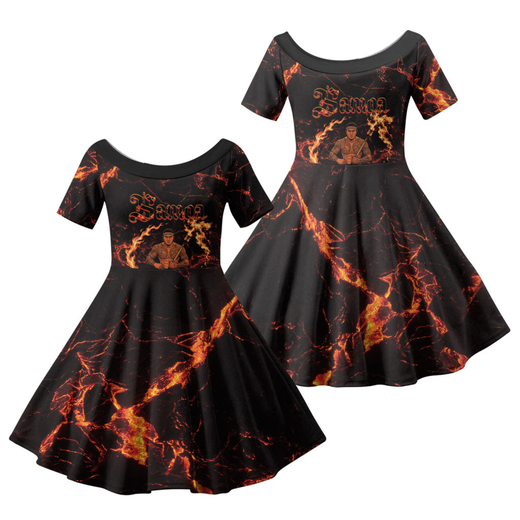 Samoa Siva Afi Dance Fireknife Family Matching Tank Maxi Dress and Hawaiian Shirt Polynesian Heritage Fire Dance