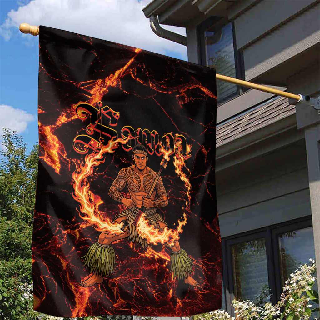 Samoa Siva Afi Dance Fireknife Garden Flag Polynesian Heritage Fire Dance