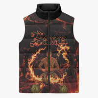 Samoa Siva Afi Dance Fireknife Sleeveless Puffer Jacket Polynesian Heritage Fire Dance