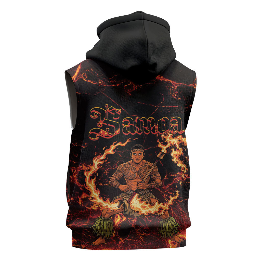 Samoa Siva Afi Dance Fireknife Sleeveless Zip Hoodie Polynesian Heritage Fire Dance