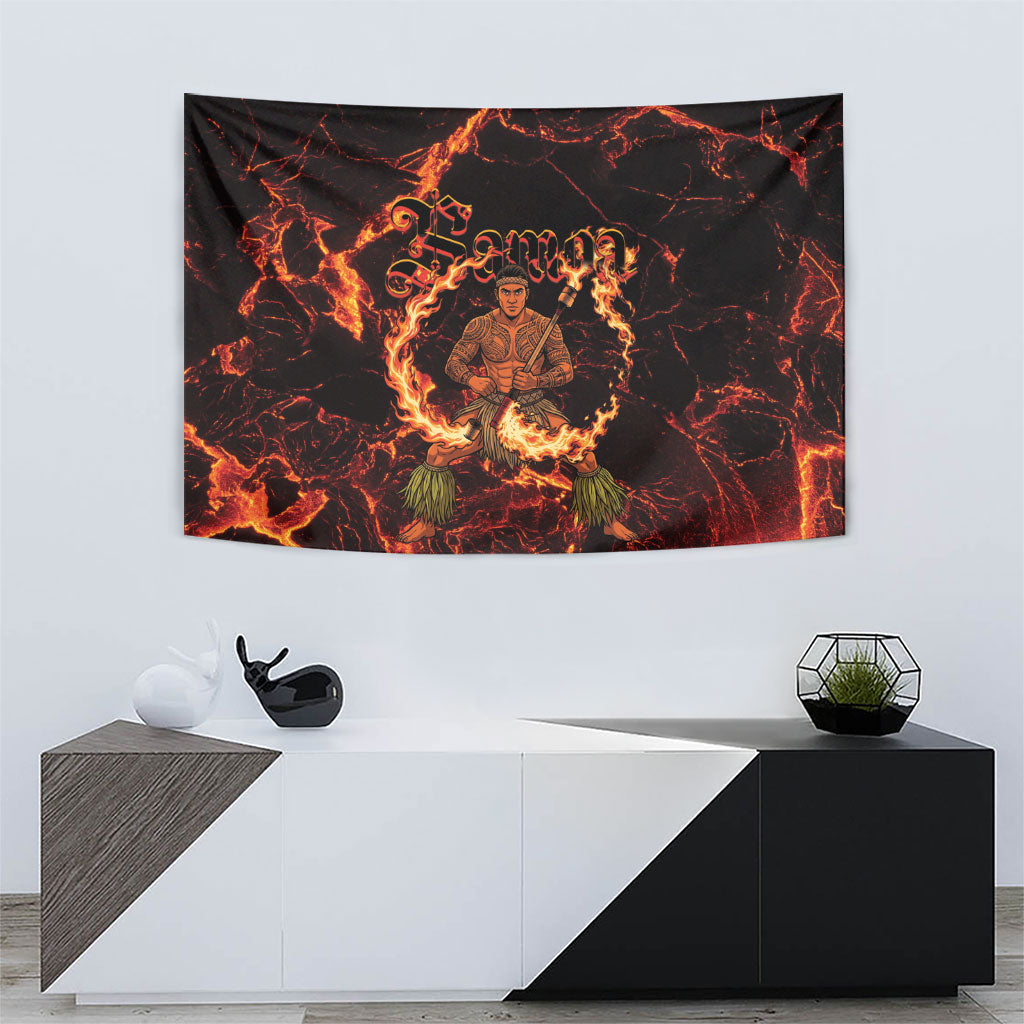Samoa Siva Afi Dance Fireknife Tapestry Polynesian Heritage Fire Dance