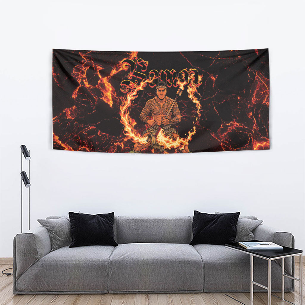 Samoa Siva Afi Dance Fireknife Tapestry Polynesian Heritage Fire Dance