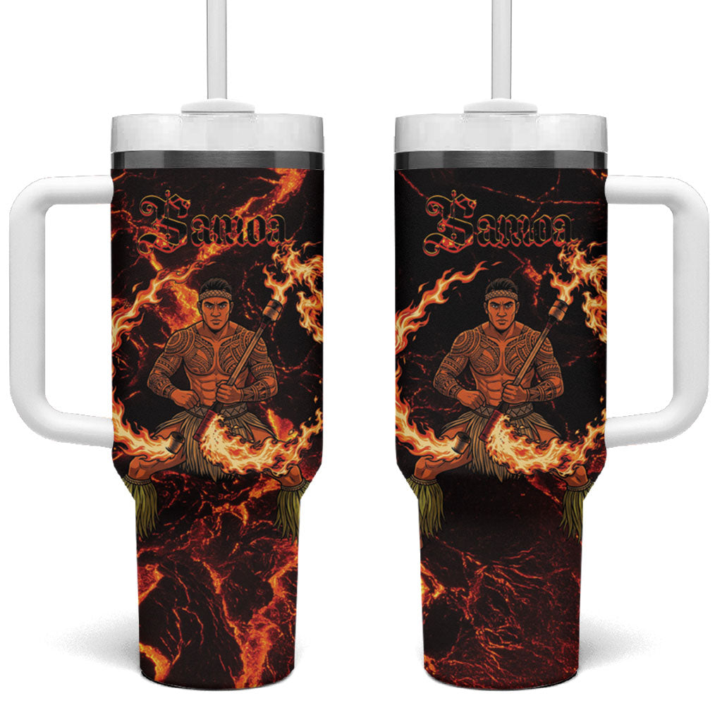 Samoa Siva Afi Dance Fireknife Tumbler With Handle Polynesian Heritage Fire Dance