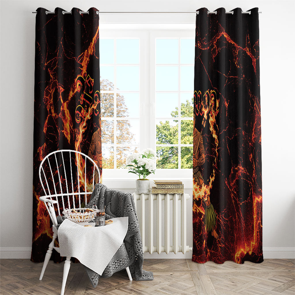 Samoa Siva Afi Dance Fireknife Window Curtain Polynesian Heritage Fire Dance