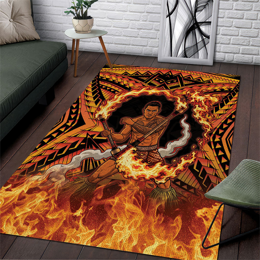 Samoa Siva Afi Dance Fireknife Area Rug Samoan Tribal Motif Dancing in the Fire LT9 Red - Polynesian Pride