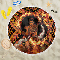 Samoa Siva Afi Dance Fireknife Beach Blanket Samoan Tribal Motif Dancing in the Fire
