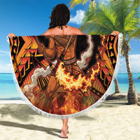 Samoa Siva Afi Dance Fireknife Beach Blanket Samoan Tribal Motif Dancing in the Fire