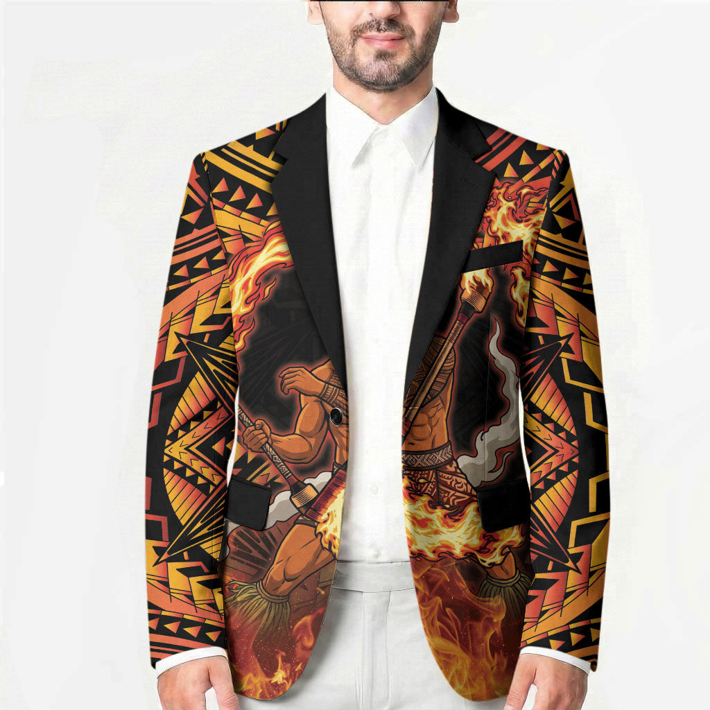 Samoa Siva Afi Dance Fireknife Blazer Samoan Tribal Motif Dancing in the Fire