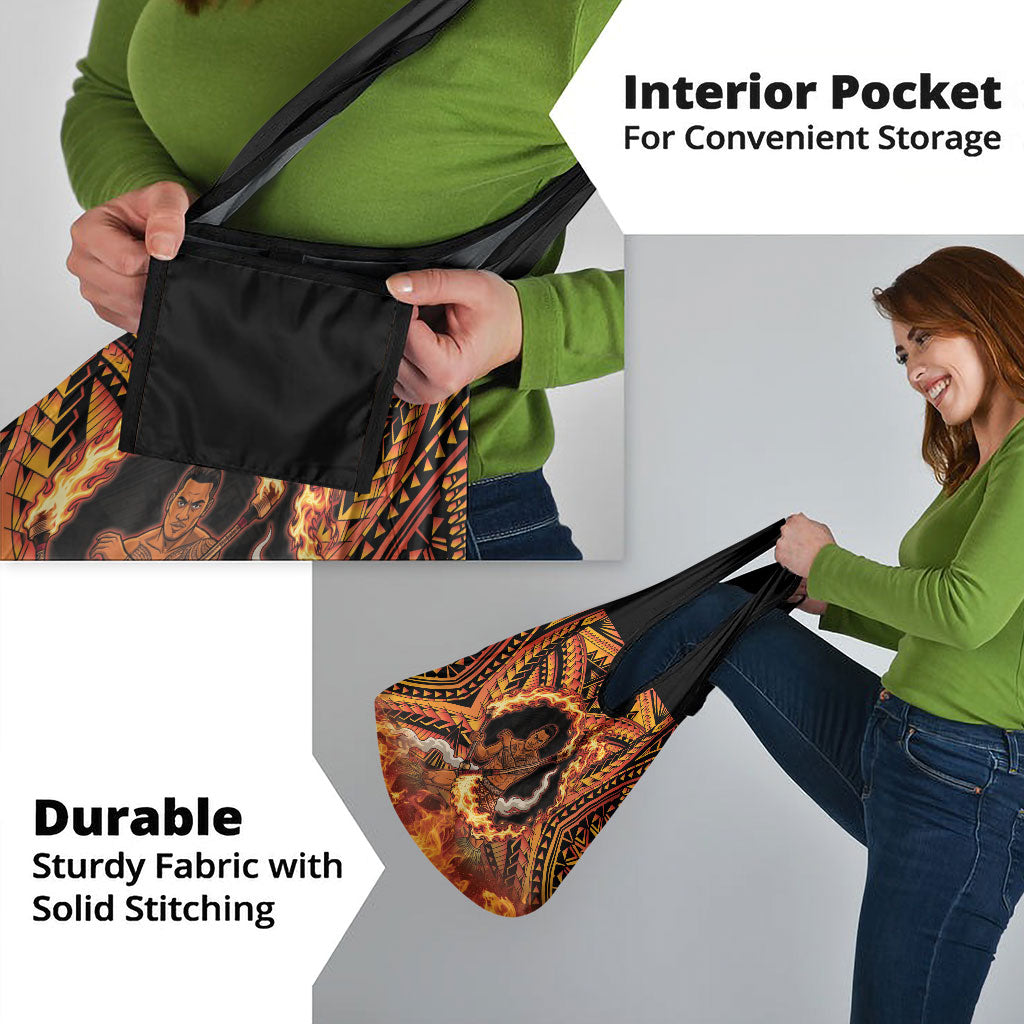 Samoa Siva Afi Dance Fireknife Grocery Bag Samoan Tribal Motif Dancing in the Fire
