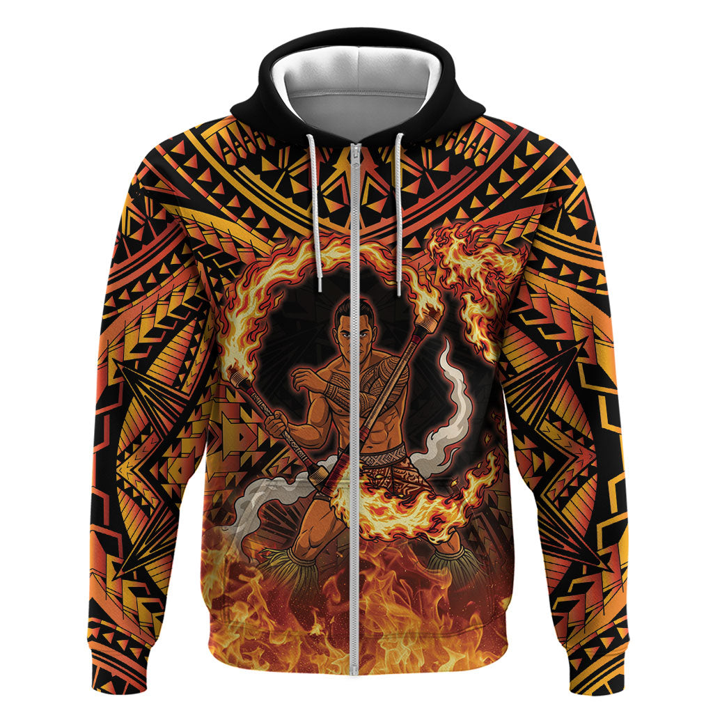Samoa Siva Afi Dance Fireknife Hoodie Samoan Tribal Motif Dancing in the Fire