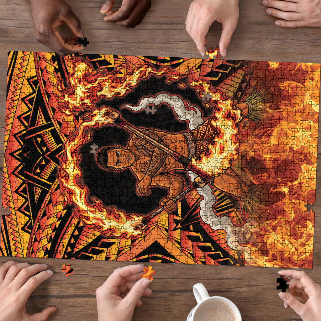 Samoa Siva Afi Dance Fireknife Puzzle Samoan Tribal Motif Dancing in the Fire