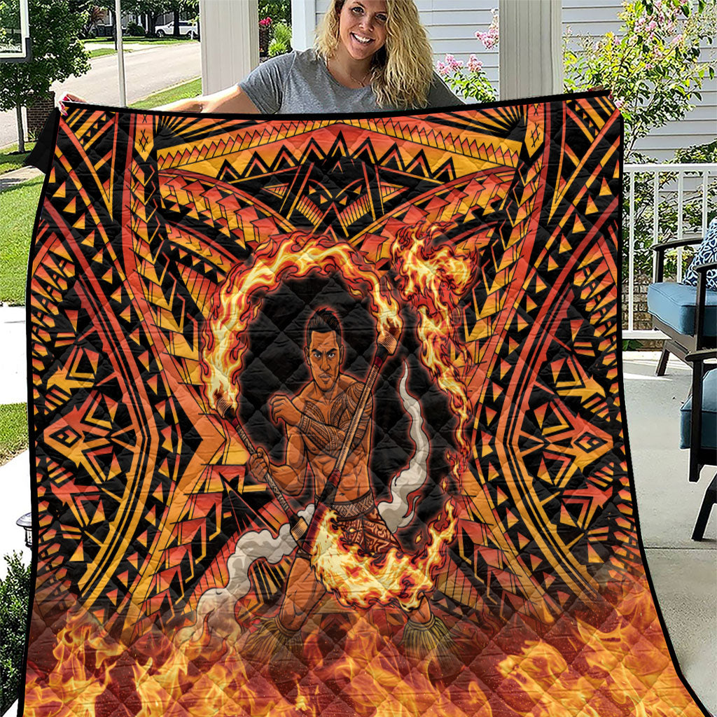 Samoa Siva Afi Dance Fireknife Quilt Samoan Tribal Motif Dancing in the Fire