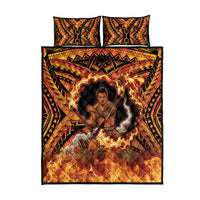 Samoa Siva Afi Dance Fireknife Quilt Bed Set Samoan Tribal Motif Dancing in the Fire