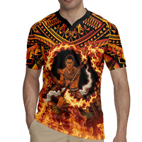 Samoa Siva Afi Dance Fireknife Rugby Jersey Samoan Tribal Motif Dancing in the Fire