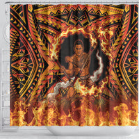 Samoa Siva Afi Dance Fireknife Shower Curtain Samoan Tribal Motif Dancing in the Fire
