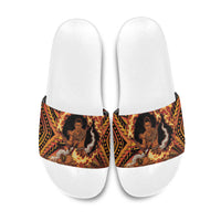 Samoa Siva Afi Dance Fireknife Slide Sandals Samoan Tribal Motif Dancing in the Fire