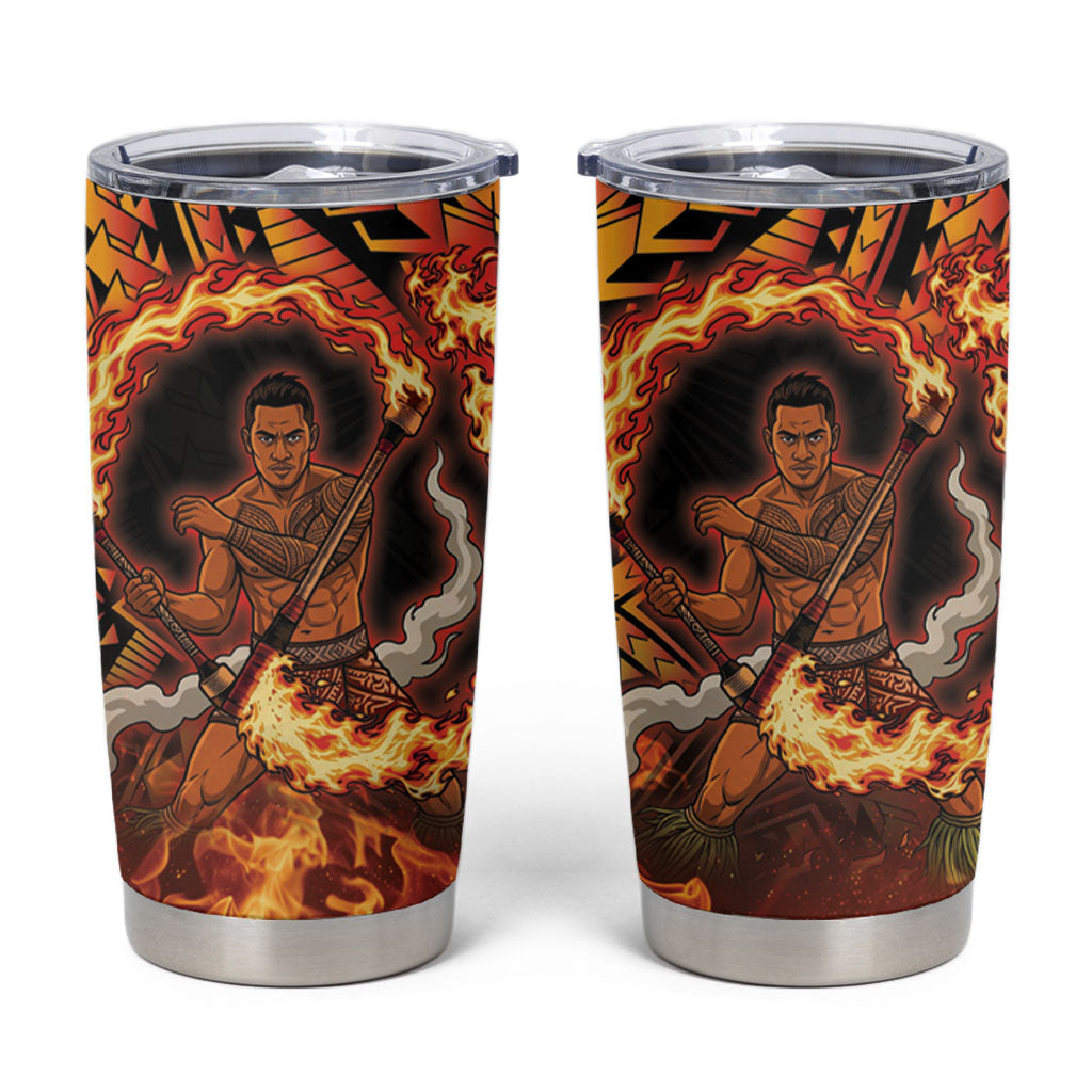 Samoa Siva Afi Dance Fireknife Tumbler Cup Samoan Tribal Motif Dancing in the Fire LT9 Red - Polynesian Pride