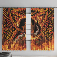 Samoa Siva Afi Dance Fireknife Window Curtain Samoan Tribal Motif Dancing in the Fire