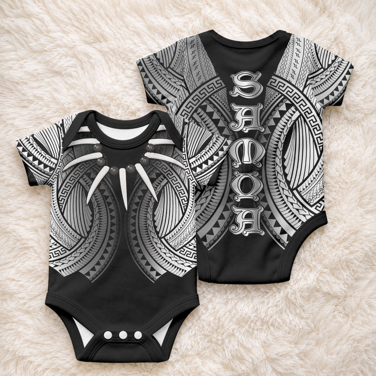Samoan Ula Nifo Afi Tribal Baby Onesie Polynesian Pattern LT9 - Polynesian Pride