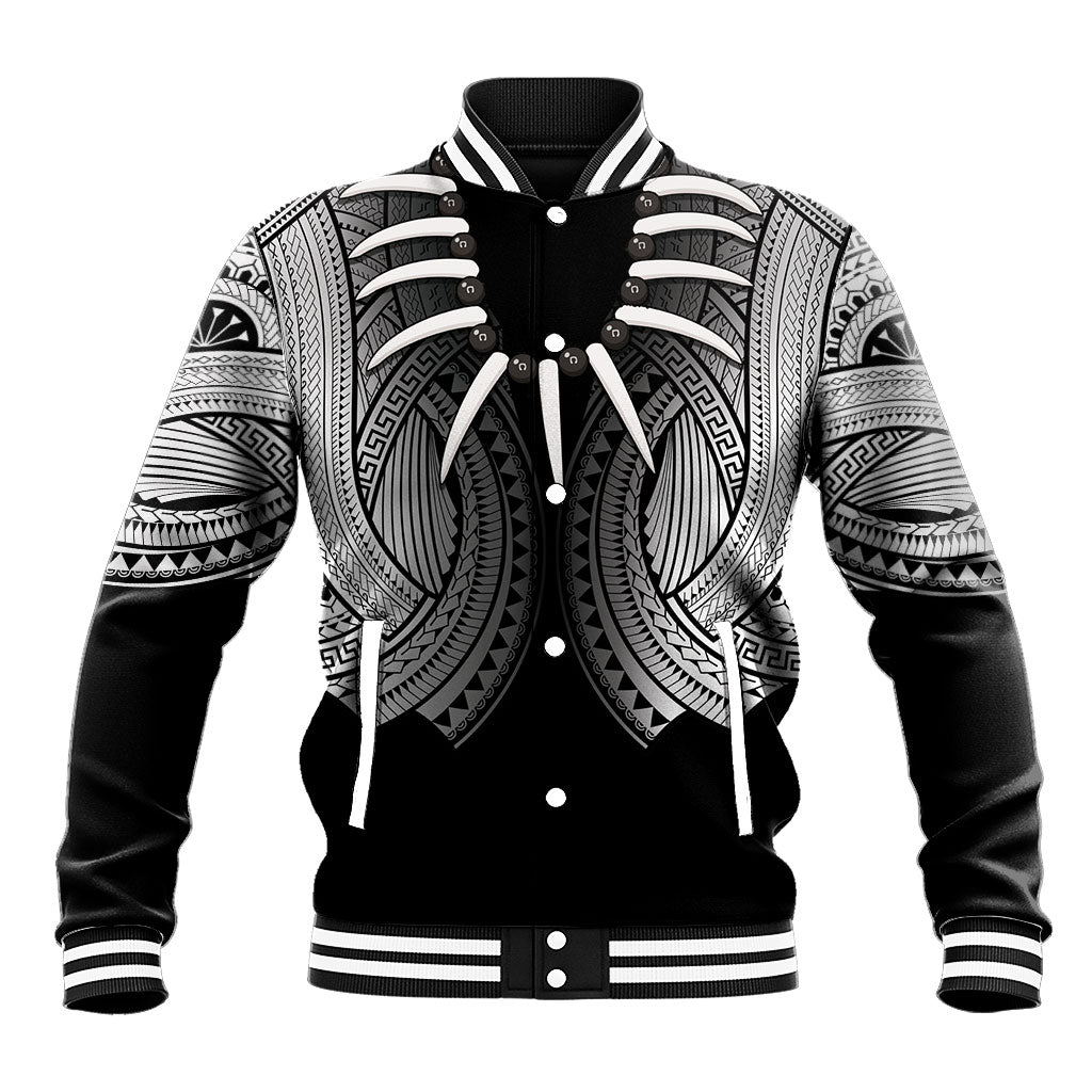 Samoan Ula Nifo Afi Tribal Baseball Jacket Polynesian Pattern