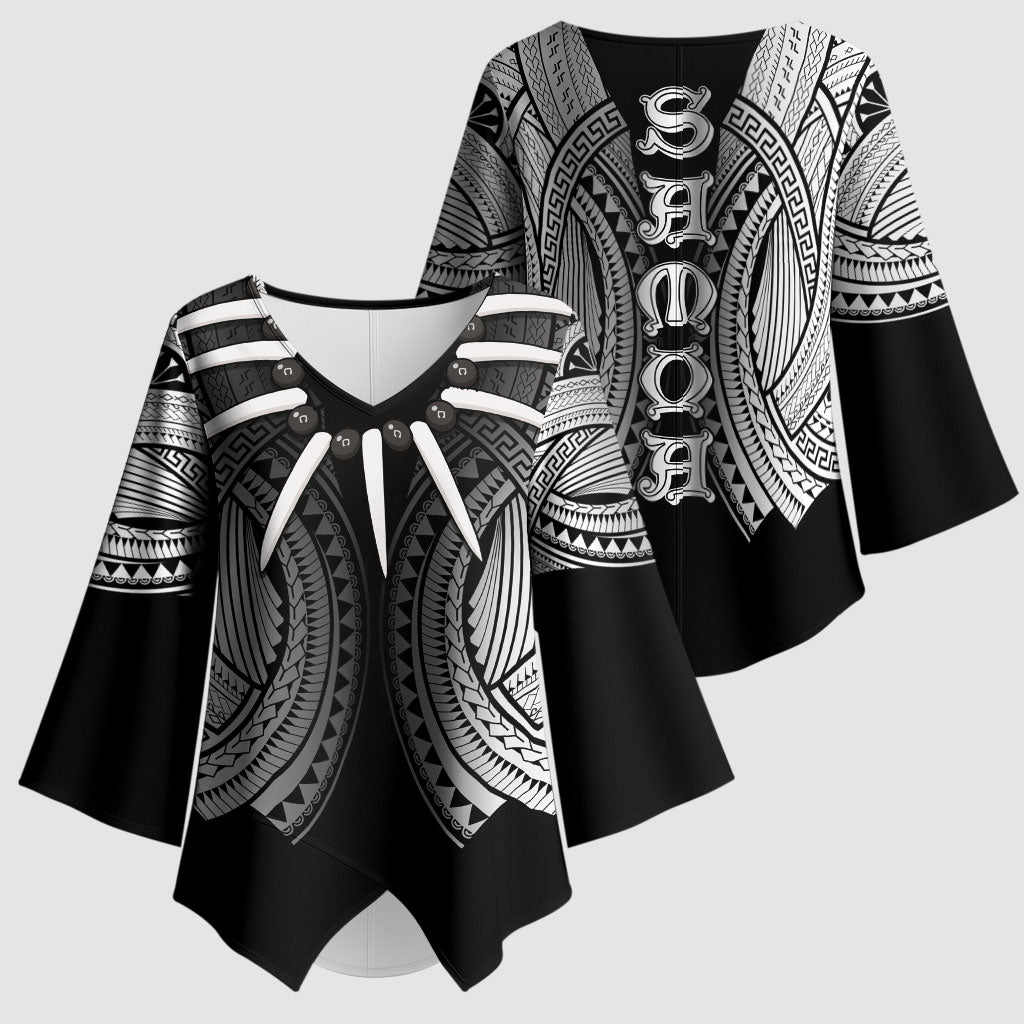 Samoan Ula Nifo Afi Tribal Kimono Sleeve Blouse Polynesian Pattern