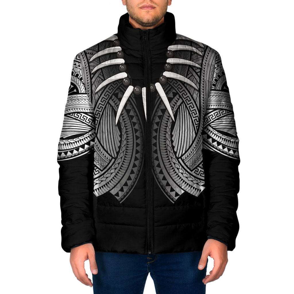 Samoan Ula Nifo Afi Tribal Padded Jacket Polynesian Pattern