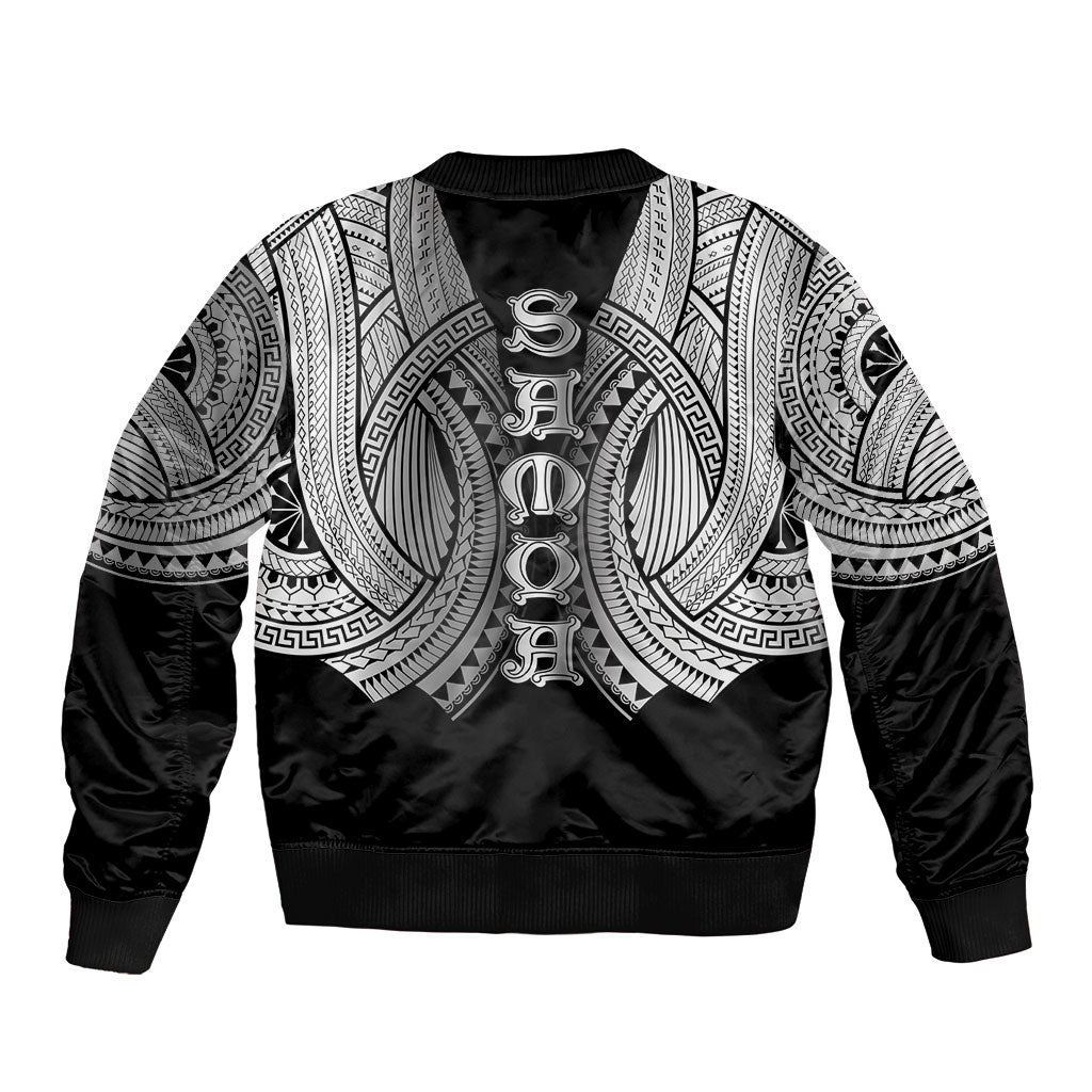 Samoan Ula Nifo Afi Tribal Sleeve Zip Bomber Jacket Polynesian Pattern