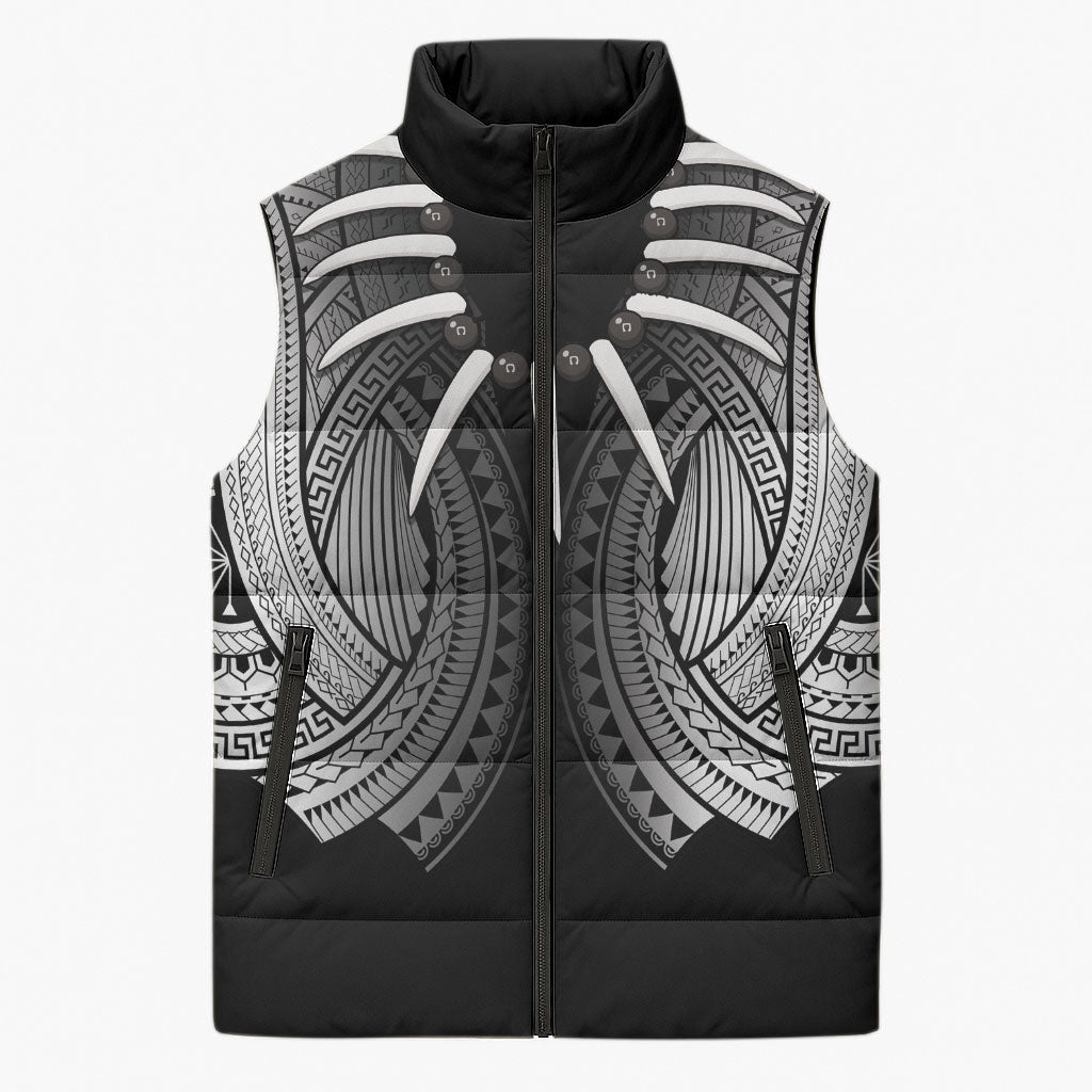 Samoan Ula Nifo Afi Tribal Sleeveless Puffer Jacket Polynesian Pattern