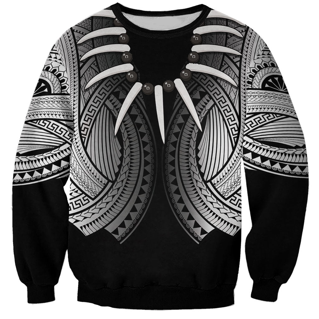 Samoan Ula Nifo Afi Tribal Sweatshirt Polynesian Pattern LT9 Unisex Black - Polynesian Pride
