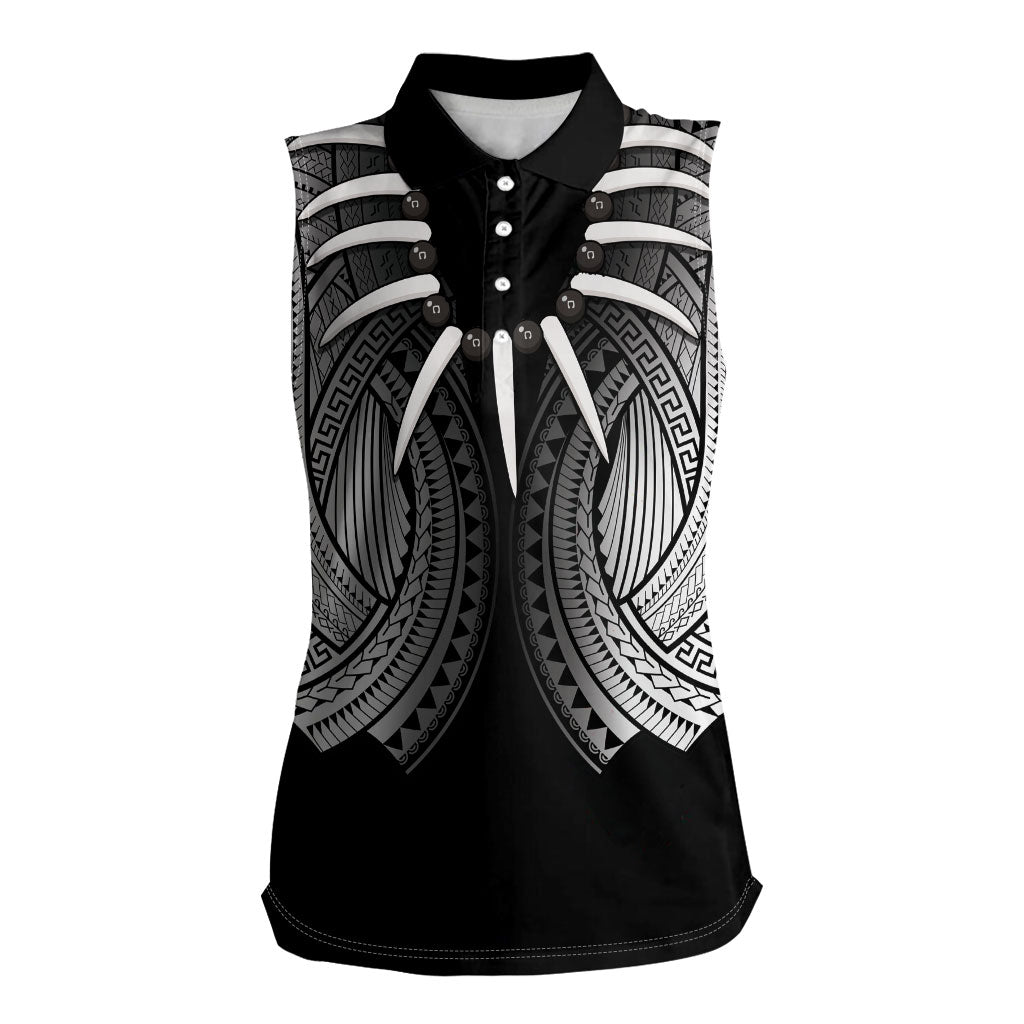 Samoan Ula Nifo Afi Tribal Women Sleeveless Polo Shirt Polynesian Pattern