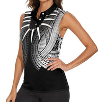 Samoan Ula Nifo Afi Tribal Women Sleeveless Polo Shirt Polynesian Pattern