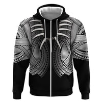 Samoan Ula Nifo Afi Tribal Zip Hoodie Polynesian Pattern