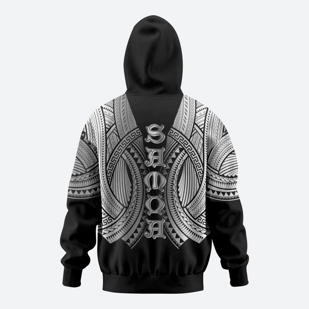 Samoan Ula Nifo Afi Tribal Zip Hoodie Polynesian Pattern