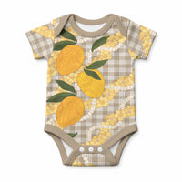 Maku'e Hawaiian Mango Palaka Baby Onesie Aloha Hibiscus Pikake Lei LT9 Brown - Polynesian Pride