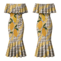 Maku'e Hawaiian Mango Palaka Family Matching Mermaid Dress and Hawaiian Shirt Aloha Hibiscus Pikake Lei