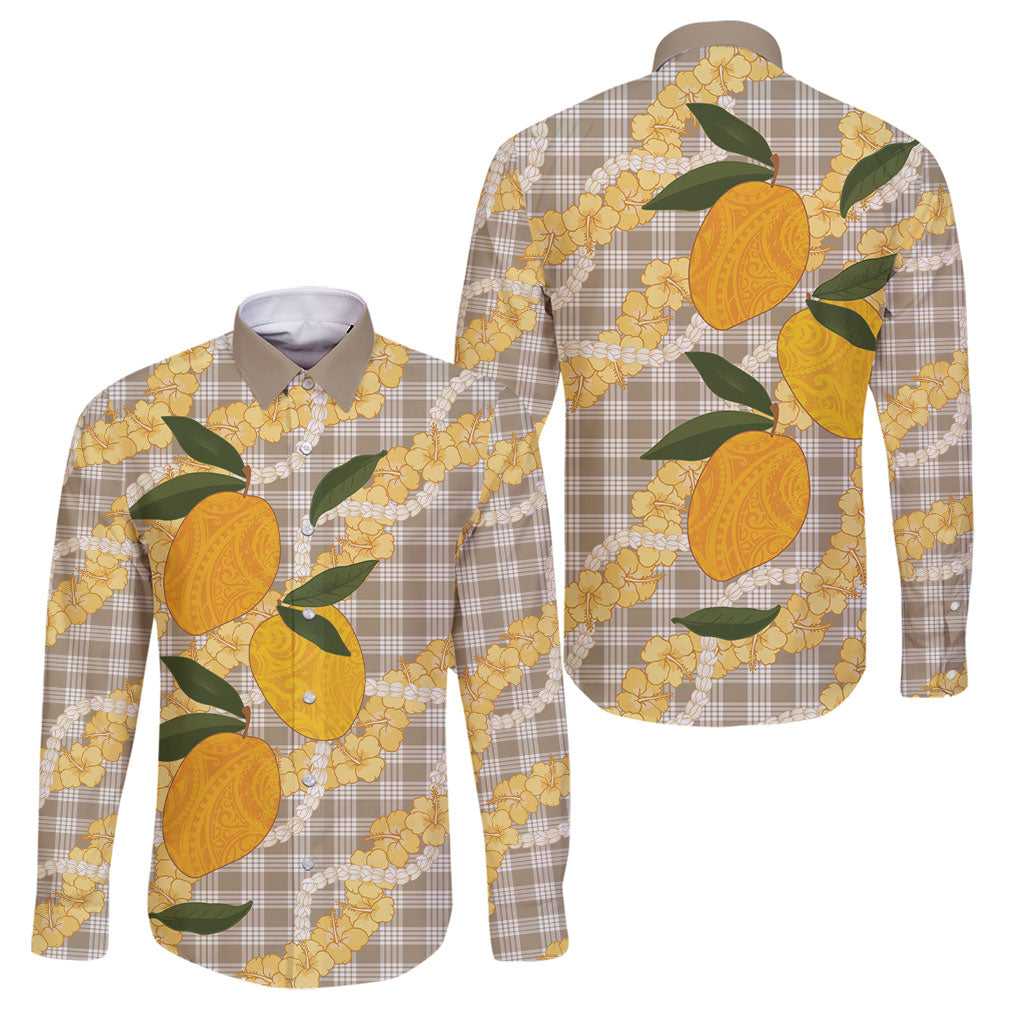 Maku'e Hawaiian Mango Palaka Family Matching Tank Maxi Dress and Hawaiian Shirt Aloha Hibiscus Pikake Lei