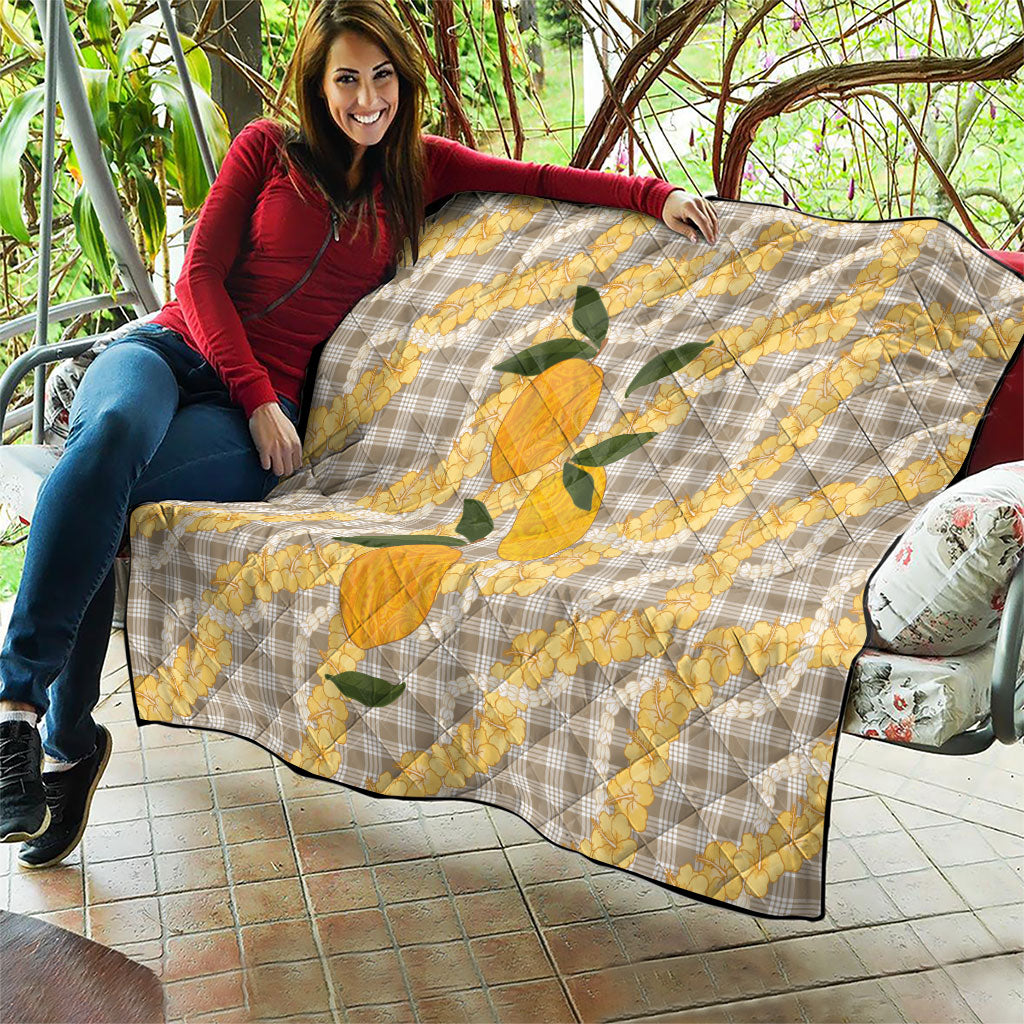 Maku'e Hawaiian Mango Palaka Quilt Aloha Hibiscus Pikake Lei