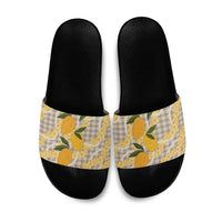 Maku'e Hawaiian Mango Palaka Slide Sandals Aloha Hibiscus Pikake Lei