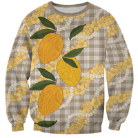 Maku'e Hawaiian Mango Palaka Sweatshirt Aloha Hibiscus Pikake Lei