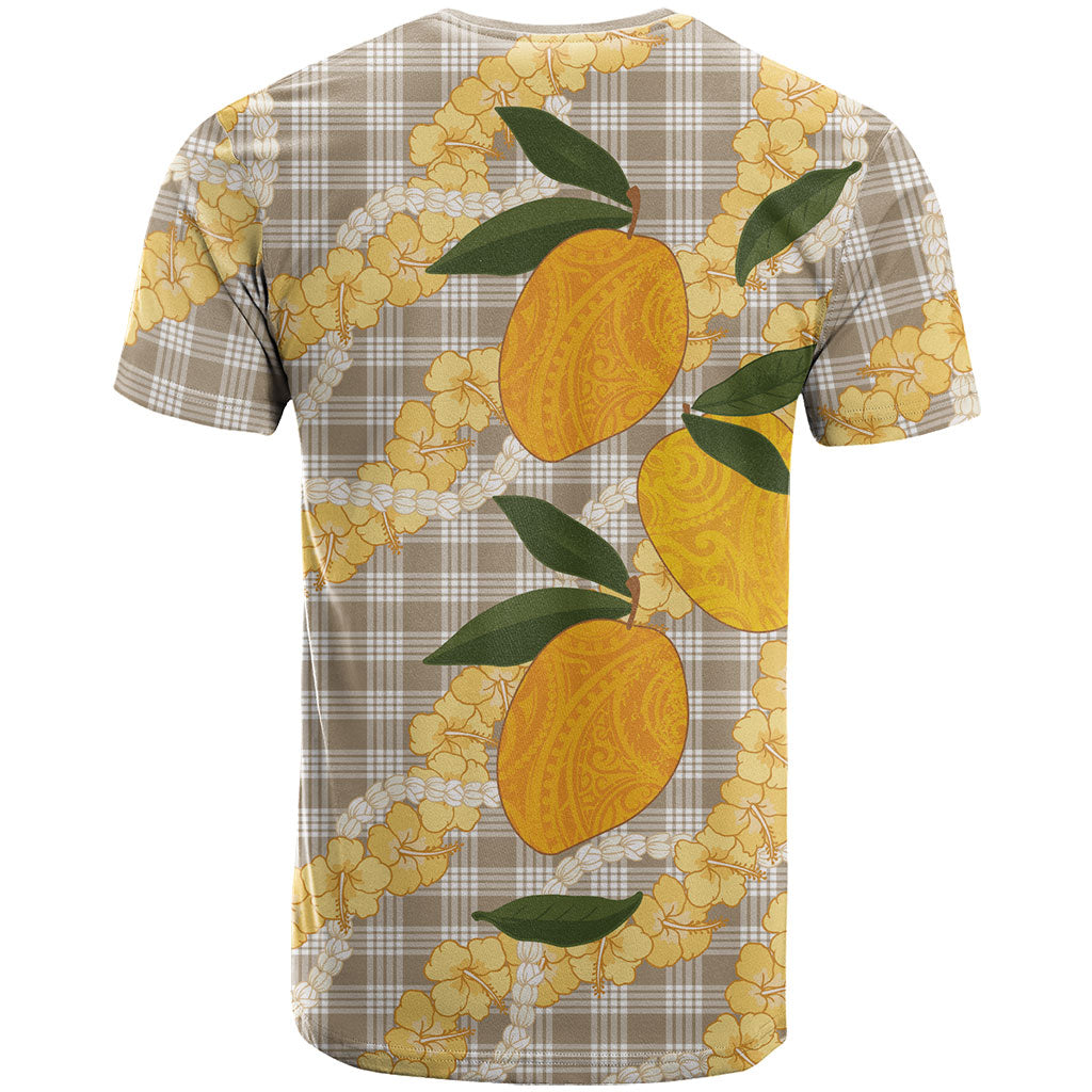 Maku'e Hawaiian Mango Palaka T Shirt Aloha Hibiscus Pikake Lei