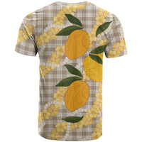 Maku'e Hawaiian Mango Palaka T Shirt Aloha Hibiscus Pikake Lei