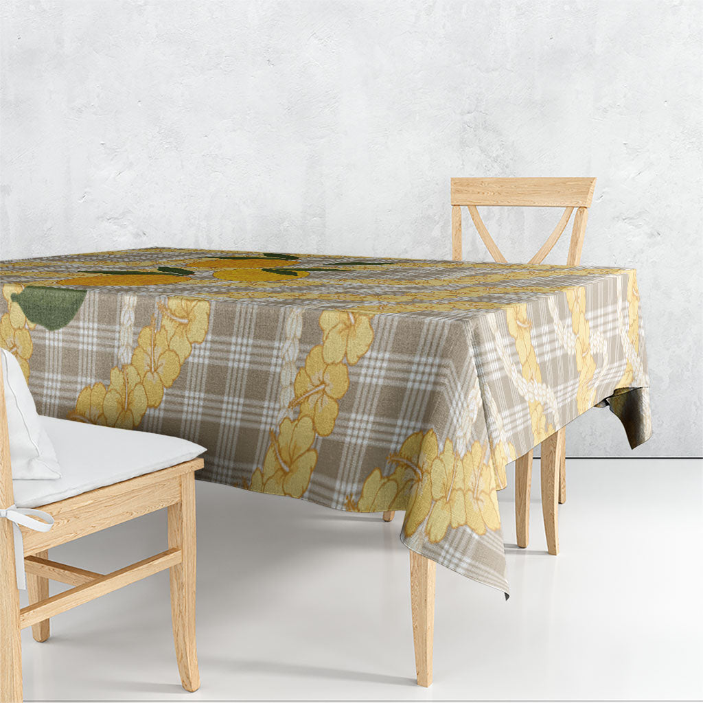 Maku'e Hawaiian Mango Palaka Tablecloth Aloha Hibiscus Pikake Lei