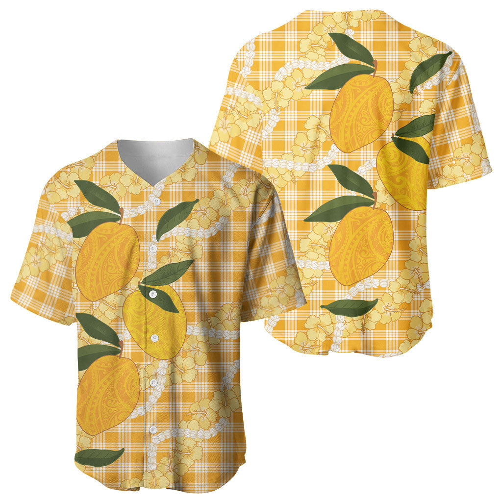 Alani Hawaiian Mango Palaka Baseball Jersey Aloha Hibiscus Pikake Lei
