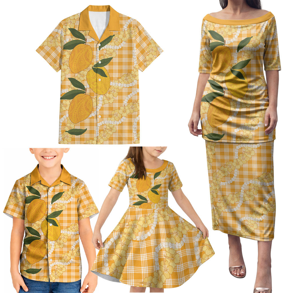 Alani Hawaiian Mango Palaka Family Matching Puletasi and Hawaiian Shirt Aloha Hibiscus Pikake Lei LT9 - Polynesian Pride