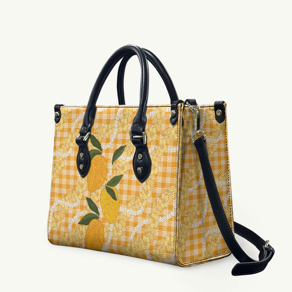 Alani Hawaiian Mango Palaka Leather Bag Aloha Hibiscus Pikake Lei