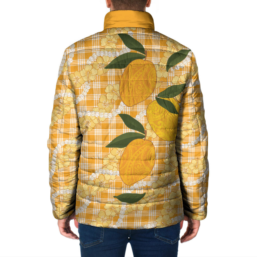 Alani Hawaiian Mango Palaka Padded Jacket Aloha Hibiscus Pikake Lei