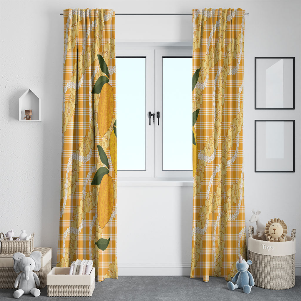 Alani Hawaiian Mango Palaka Window Curtain Aloha Hibiscus Pikake Lei