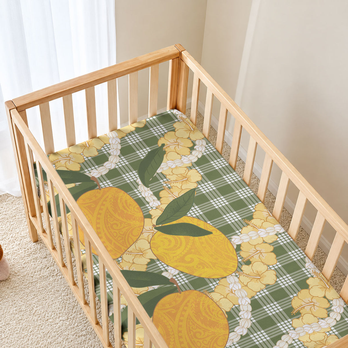 Uliuli Ahiahia Hawaiian Mango Palaka Baby Bed Cover Aloha Hibiscus Pikake Lei LT9 - Polynesian Pride